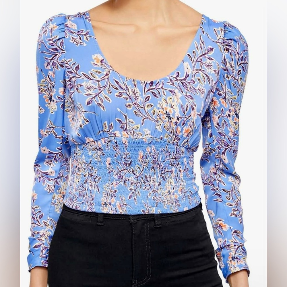 NWOT Size XL Free People Blue Floral Printn Santiago Blouse